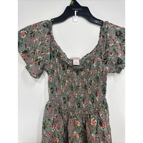 Emma's Express 100% Viscose Green Floral Long Dress With Smocked Bodice Easter - Picture 4 of 6